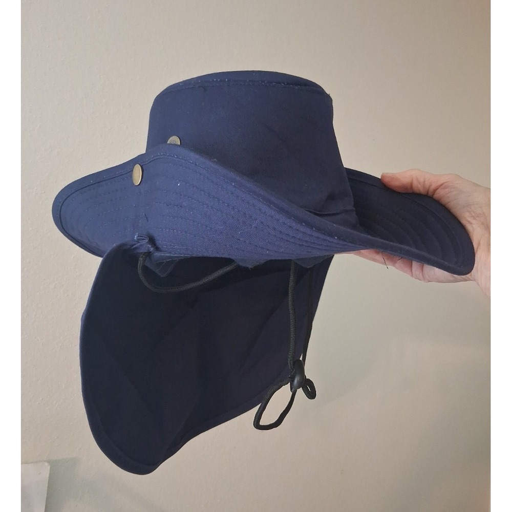 Summer SOL Shade Bucket Hat with Flap Unisex Bush Hat Navy Blue Hiking NWOT